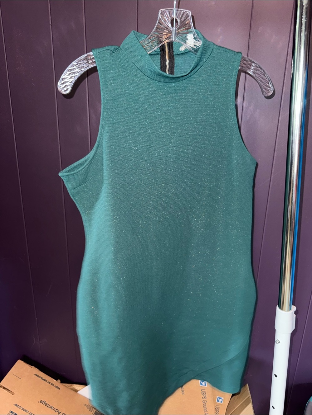 Charlotte Russe Sleeveless Mock Neck Teal Green Top